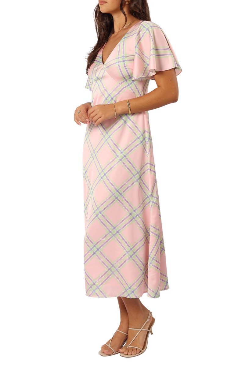 Petal & Pup Jess Check Tie Back Midi Dress, Alternate, color, Pink Check