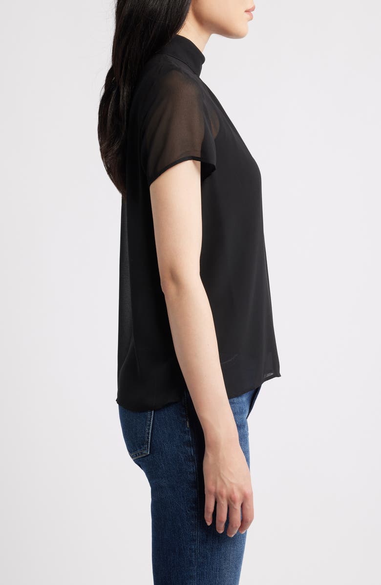 Vince Camuto Flutter Sleeve Chiffon Top, Alternate, color, Rich Black