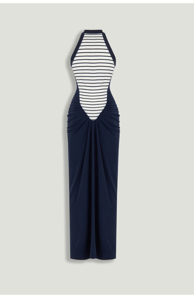 Nocturne Stripe Draped Halter Neck Maxi Dress, Alternate, color, Multi-Colored