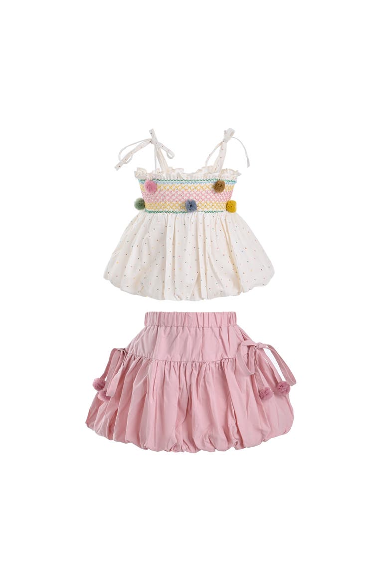 Pom-Pom Skirt Set, Main, color, Pink