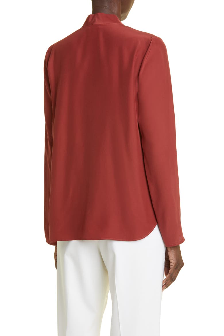 V-Neck Silk Button-Up Shirt, Alternate, color, WINTER ROSE