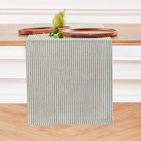 Linen Table Runner for Dining Table, Holiday and Everyday Table Decor - Narrow Stripe