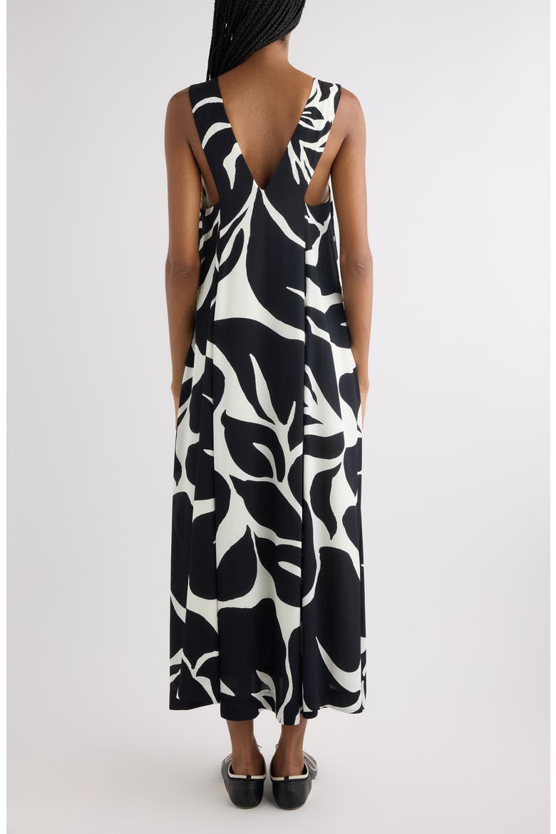 Dea Giant Floral Print Crepe Trapeze Dress, Alternate, color, BLACK
