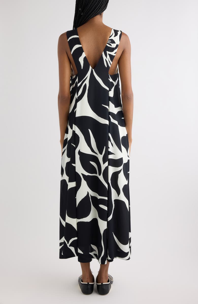 Dries Van Noten Dea Giant Floral Print Crepe Trapeze Dress, Alternate, color, Black