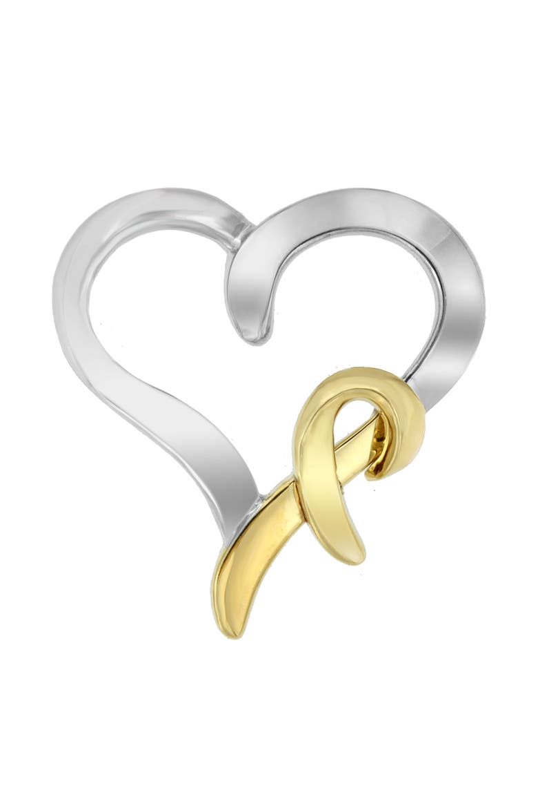 .925 Sterling Silver and 14K Yellow Gold Two-Tone Heart Shaped Pendant Necklace, Main, color, Yellow