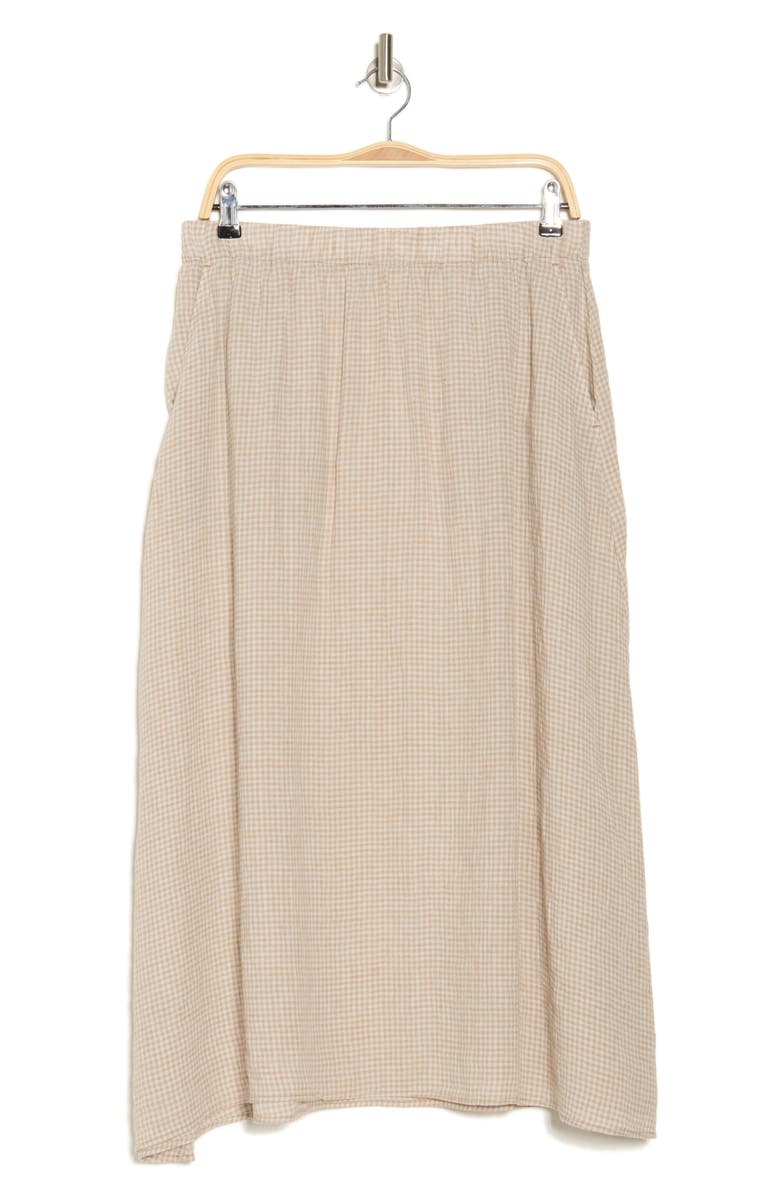 Eileen Fisher Gingham Organic Linen Pull-On Skirt, Alternate, color,