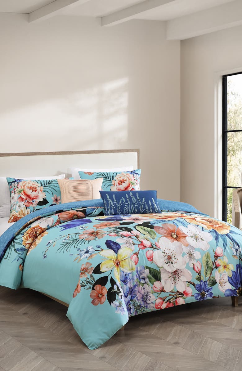 Bebejan Turquoise Reverie 5-Piece Comforter Set, Alternate, color, Blue