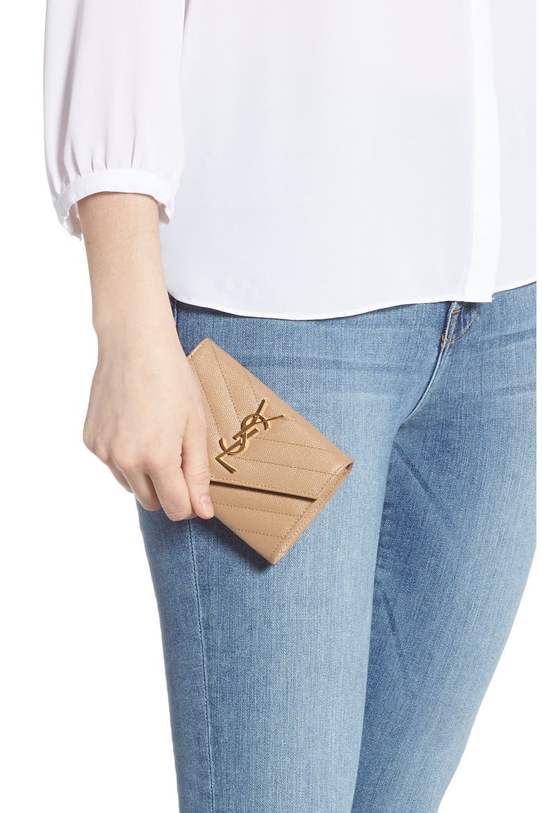 'Monogram' Quilted Leather French Wallet, Alternate, color, CHENE