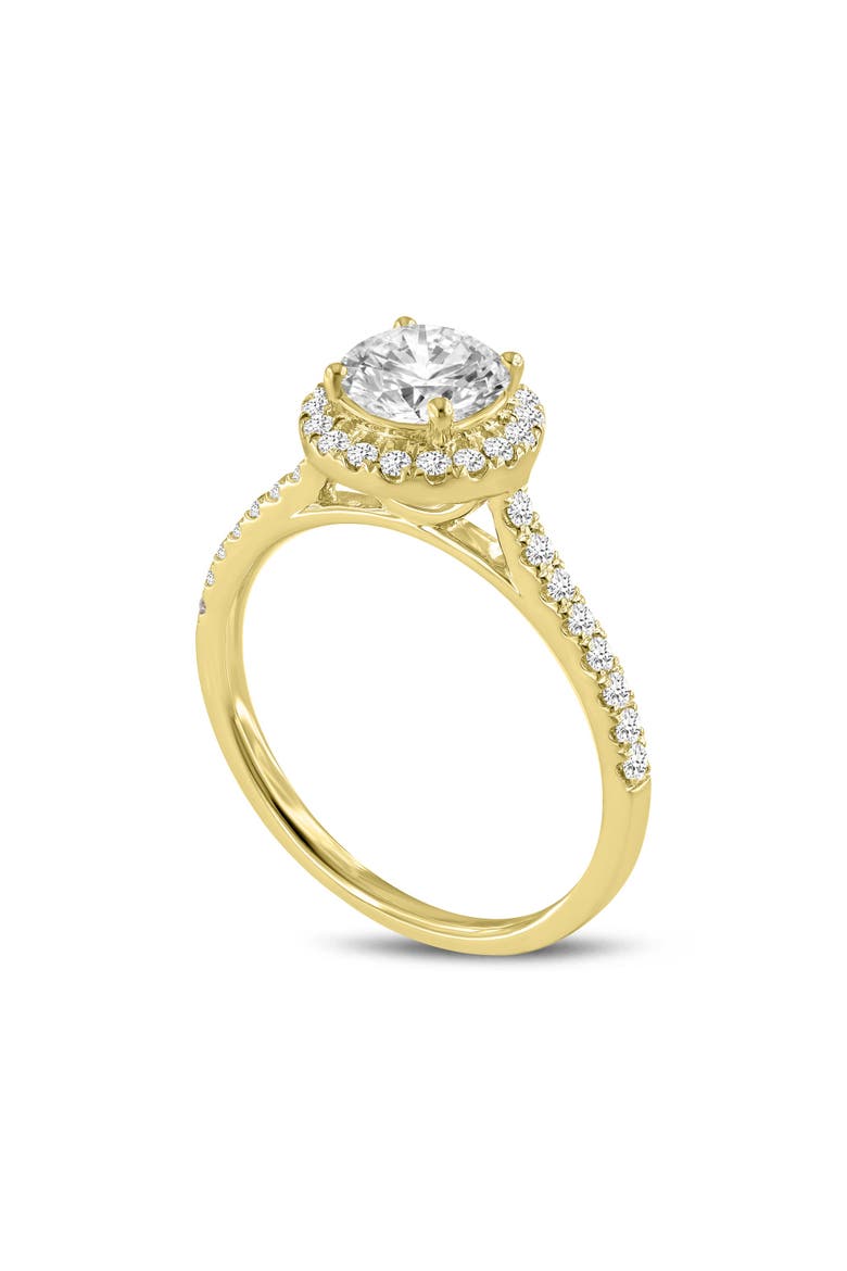 Solstice 14K Yellow Gold Round Cut Lab Grown Round Diamond Halo Engagement Ring - 1.3 Ct, Main, color, 14K Yellow Gold
