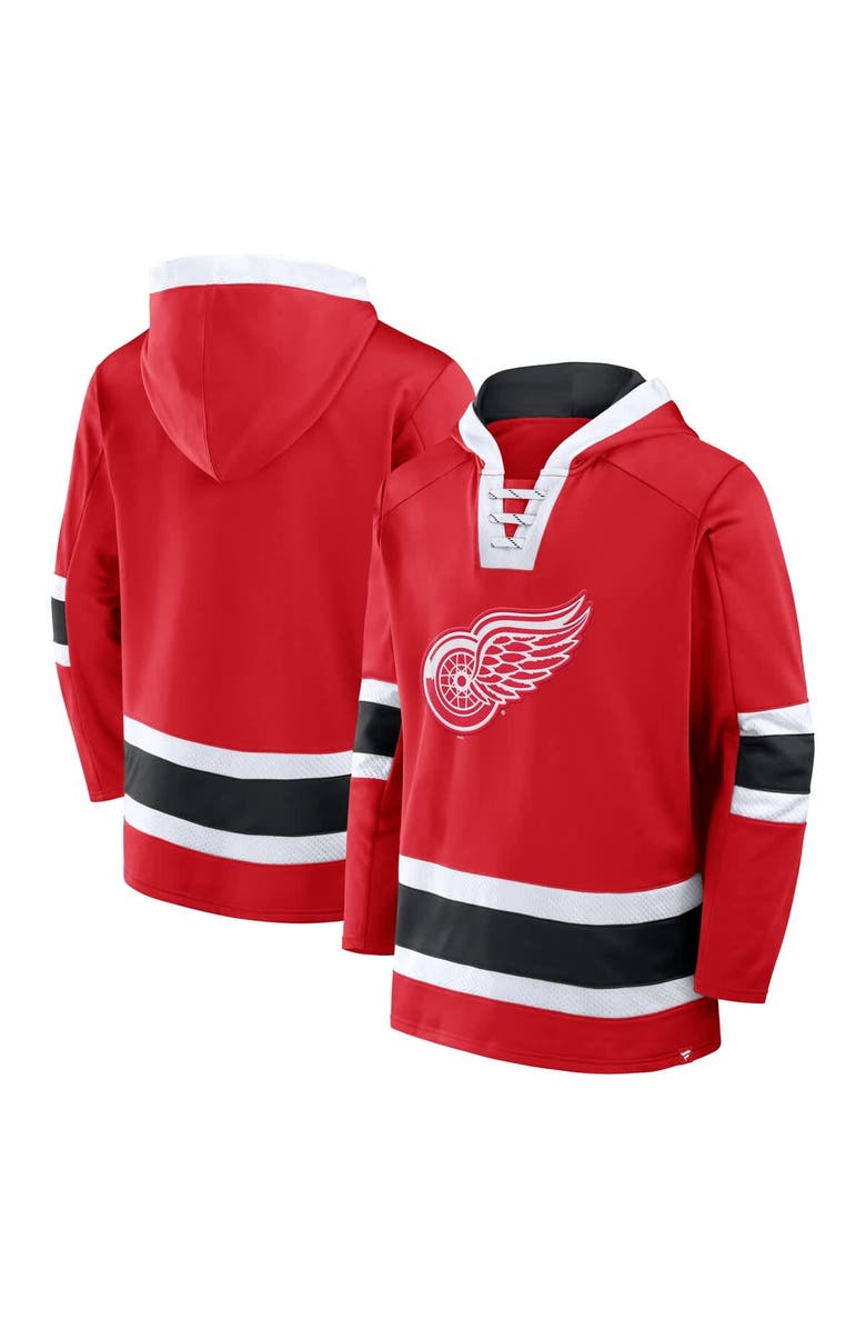 FANATICS Men's Fanatics  Red Detroit Red Wings Inside Line Fleece Pullover Hoodie, Main, color, 
