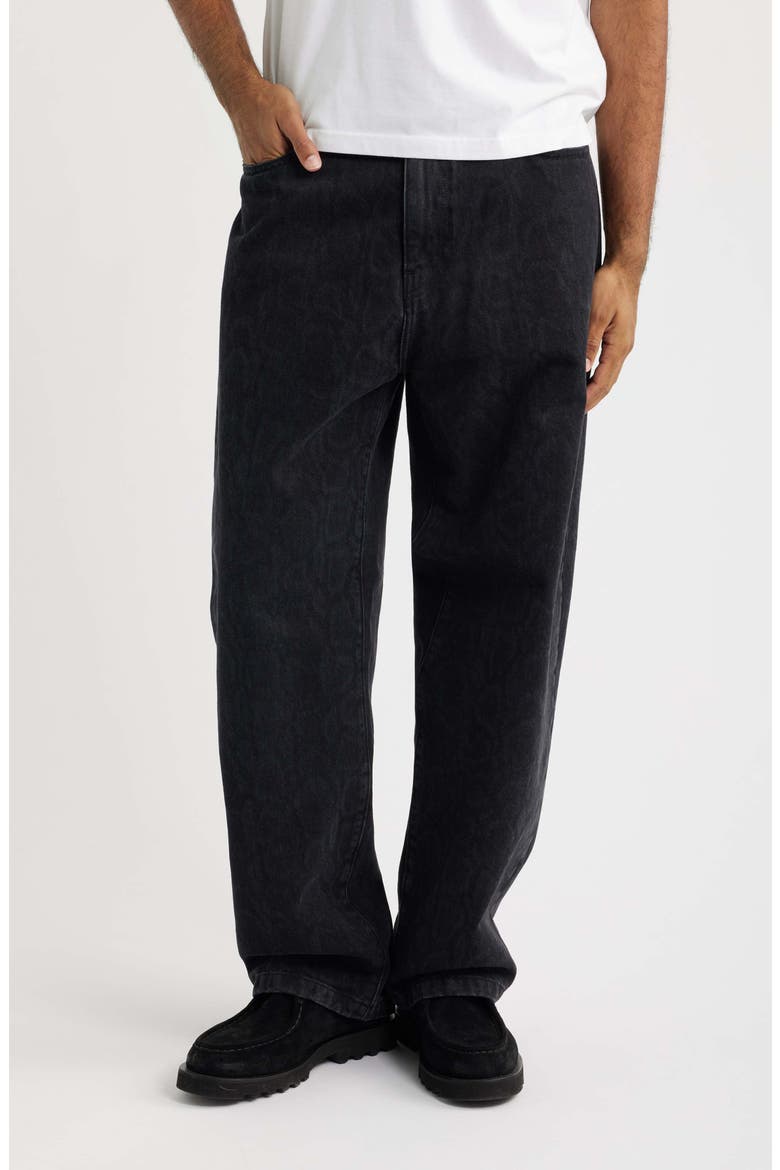 Landon Snakeskin Print Wide Leg Jeans, Main, color, SNAKE CAMO, BLACK (HEAVY STONE