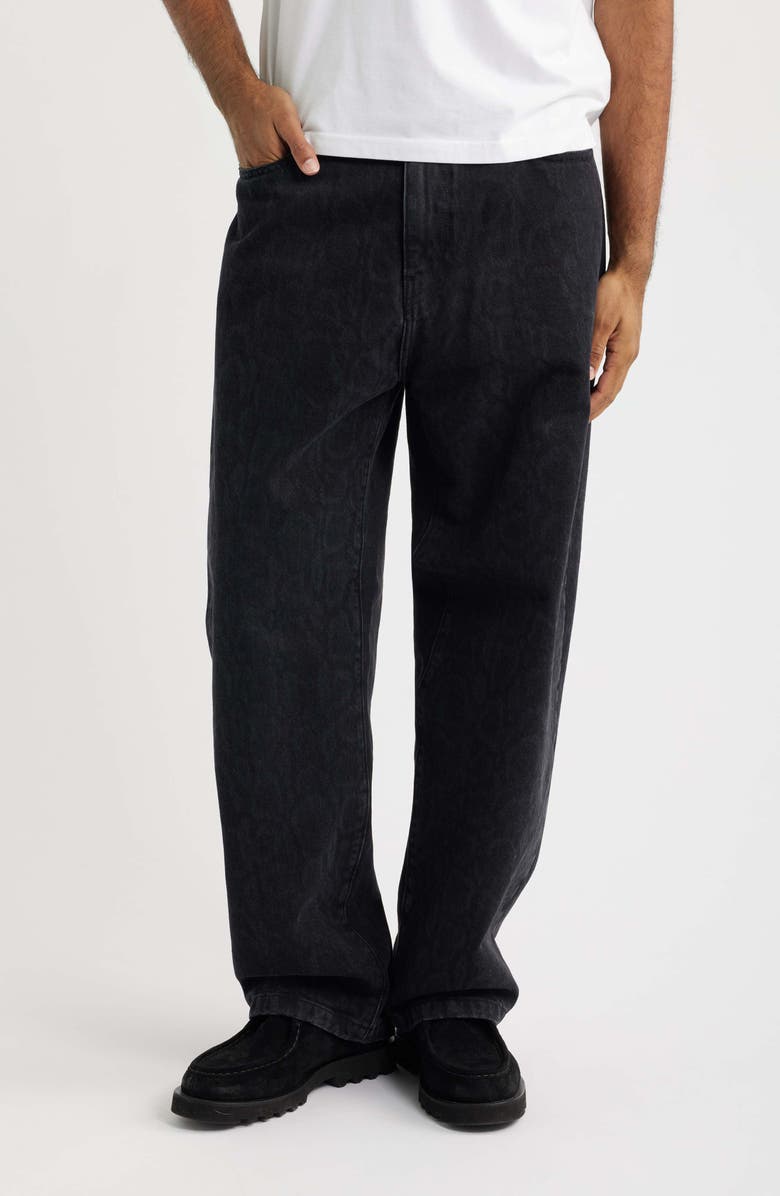Carhartt Work In Progress Landon Snakeskin Print Wide Leg Jeans, Main, color, Snake Camo, Black (Heavy Stone