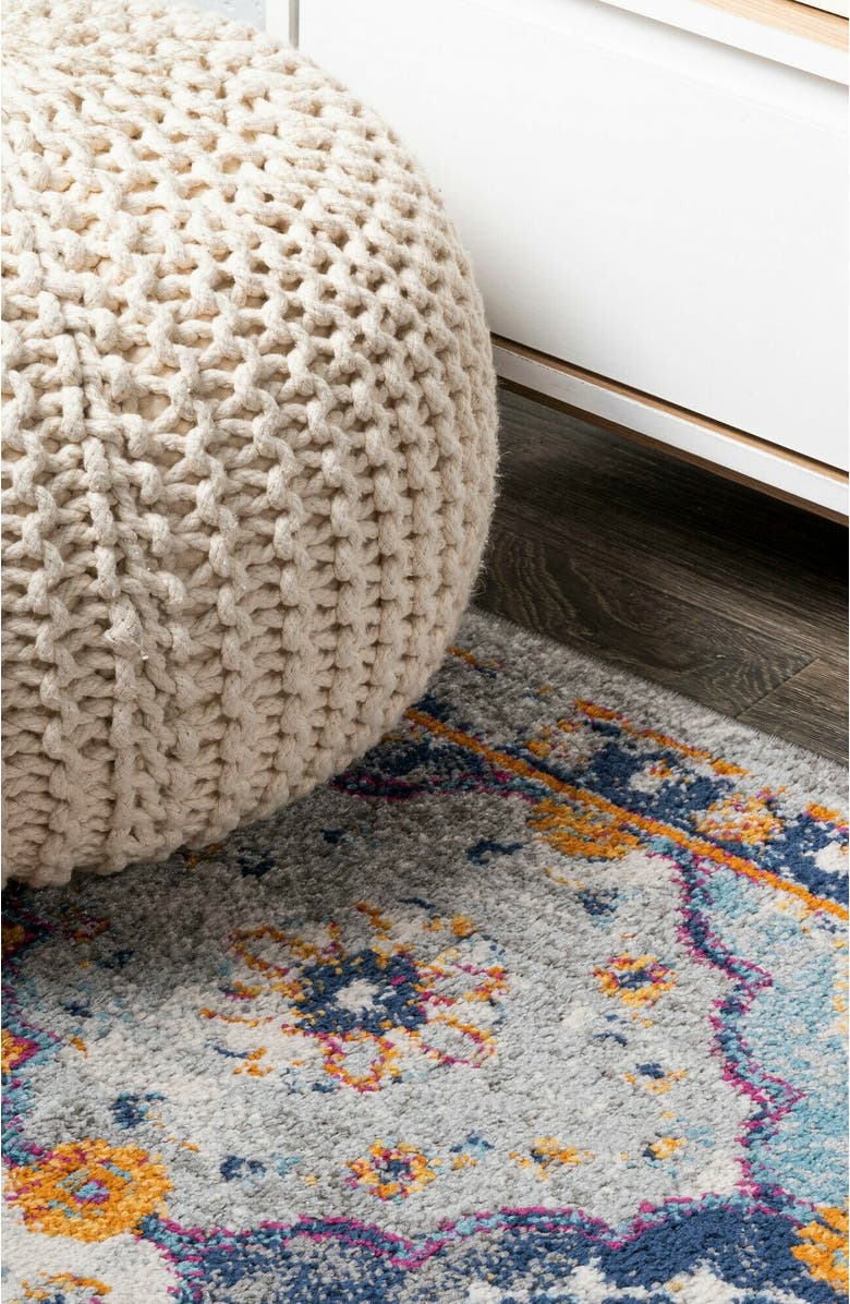 JONATHAN Y Kirman Bohemian Medallion Area Rug, Alternate, color, Light Gray/Blue/Orange