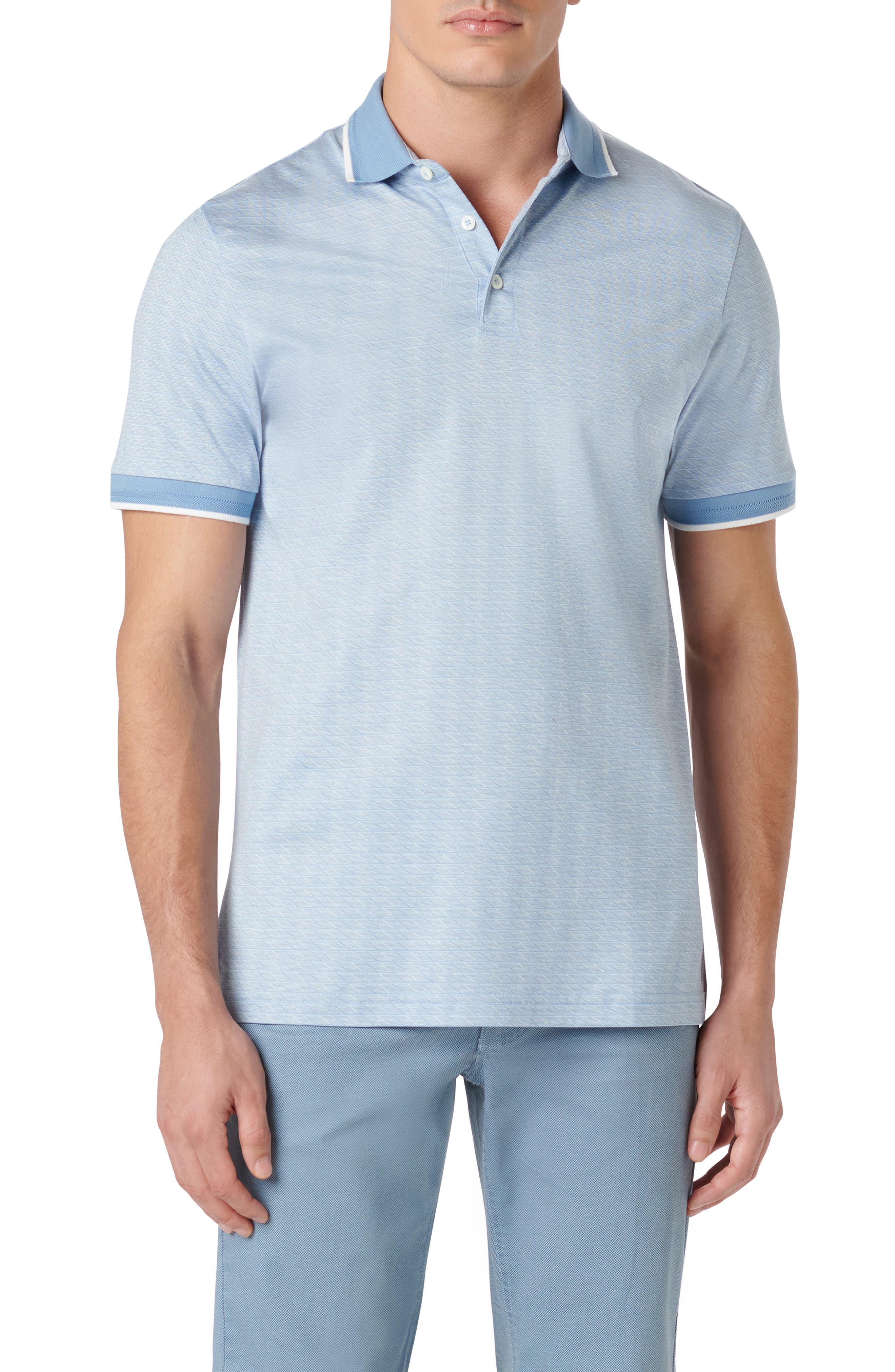 Bugatchi Geo Pattern Cotton & Lyocell Polo