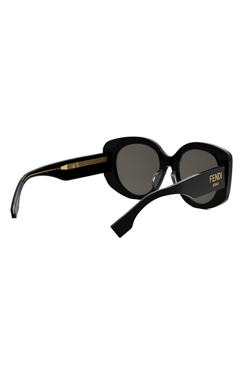 Fendi 'Fendi Roma 62mm Overize Round Sunglasses, Alternate, color, Shiny Black / Smoke