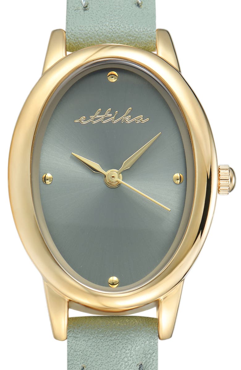 Ettika Seafoam Thick Dome Quartz Leather Strap Watch, 24mm x 36.5mm, Alternate, color, Seafoam