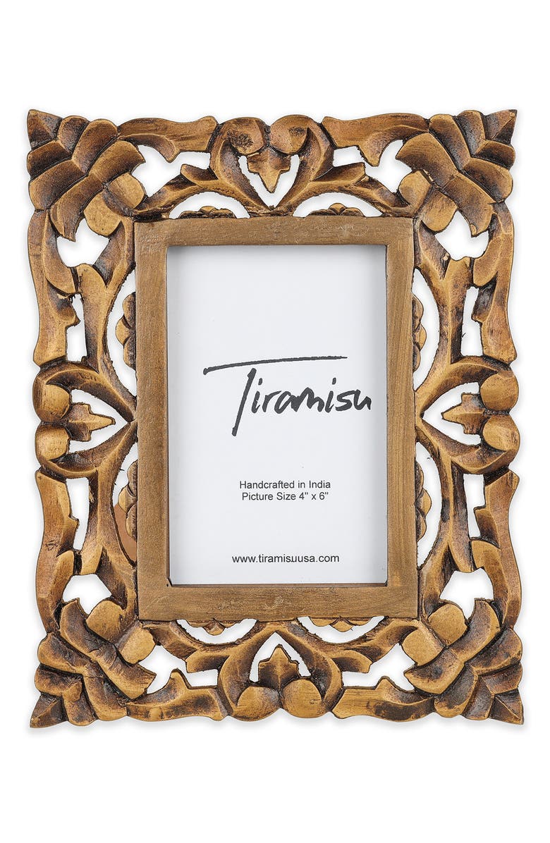 Tiramisu Artisanal Heritage Wood Carved Picture Frame, Main, color, Antique