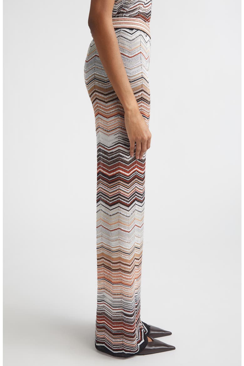 Sequin Metallic Zigzag Stripe Sweater Pants, Alternate, color, RED AND BEIGE TONES