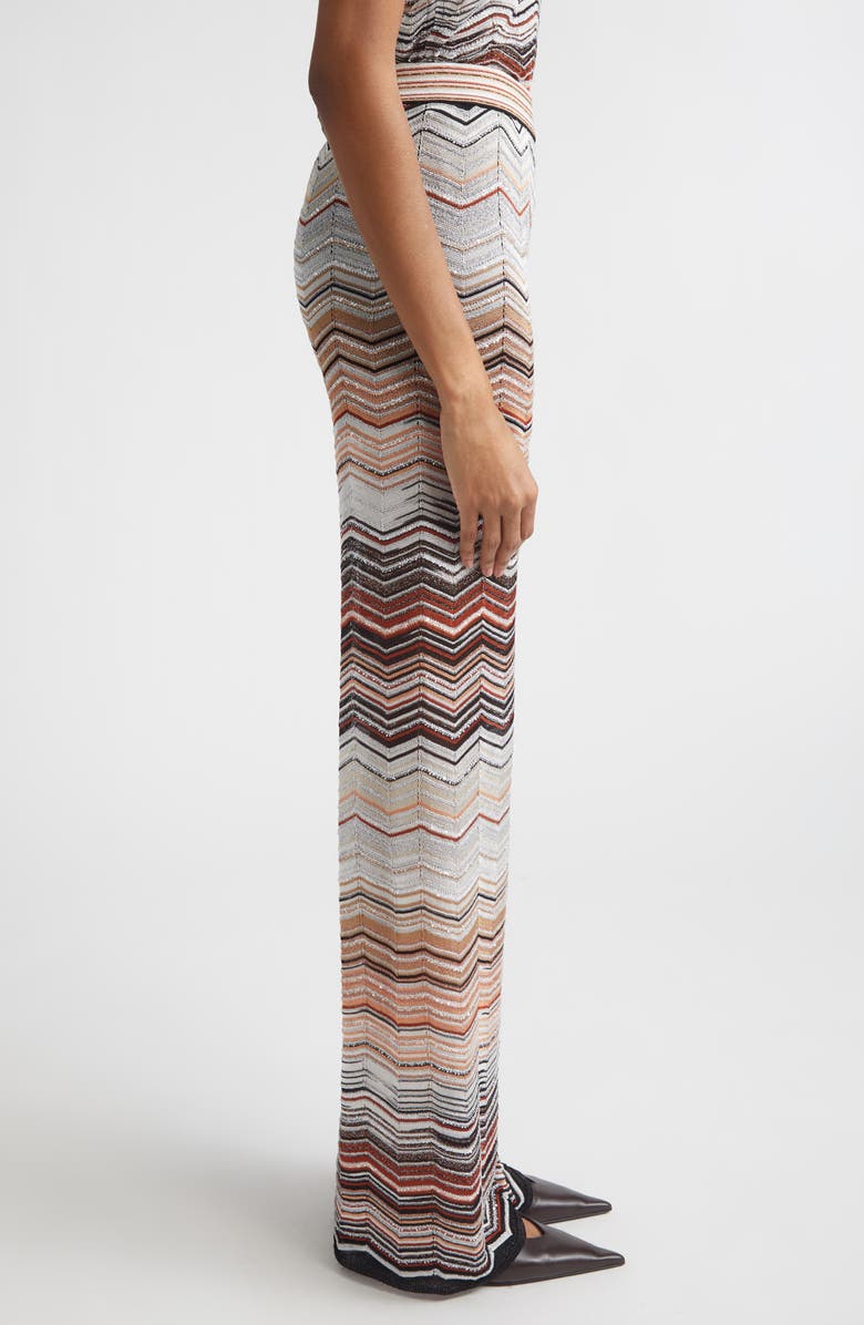 Missoni Sequin Metallic Zigzag Stripe Sweater Pants, Alternate, color, Red And Beige Tones