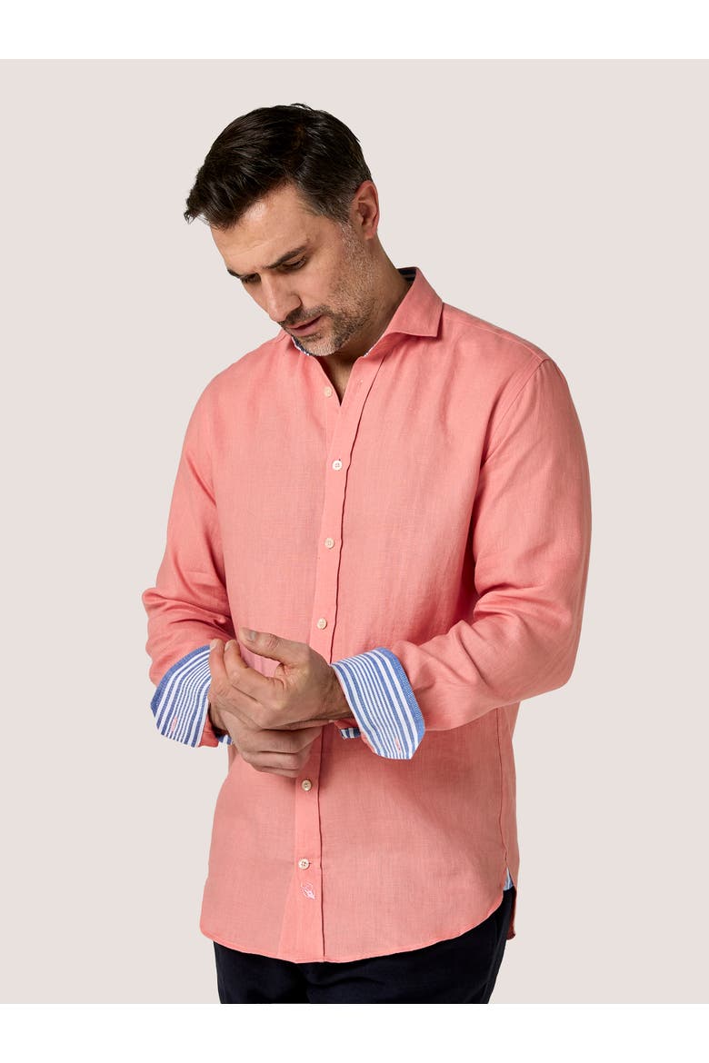 Classic Linen Long Sleeve Shirt, Main, color, Salmon Pink