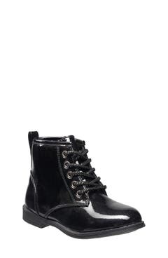 Cat & Jack Toddler Estes Shimmer Combat Boots – Burgundy, Unisex, Round Toe