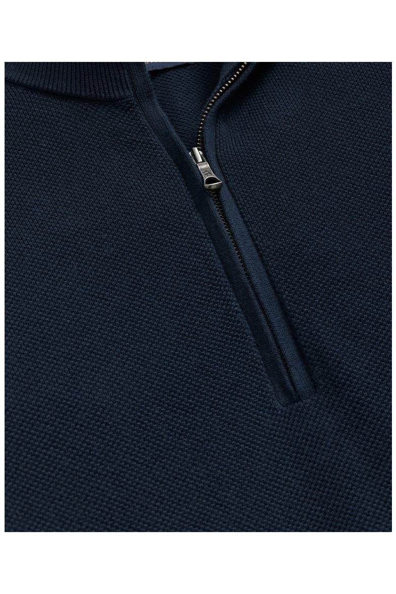 Supima Cotton Pique Quarter Zip Sweater, Alternate, color, NAVY