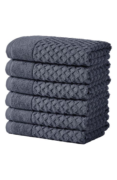 6-Pack Diamond Textured Hand Towels