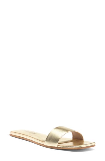 Jeffrey Campbell Vellum Flat Slide Sandal In Gold