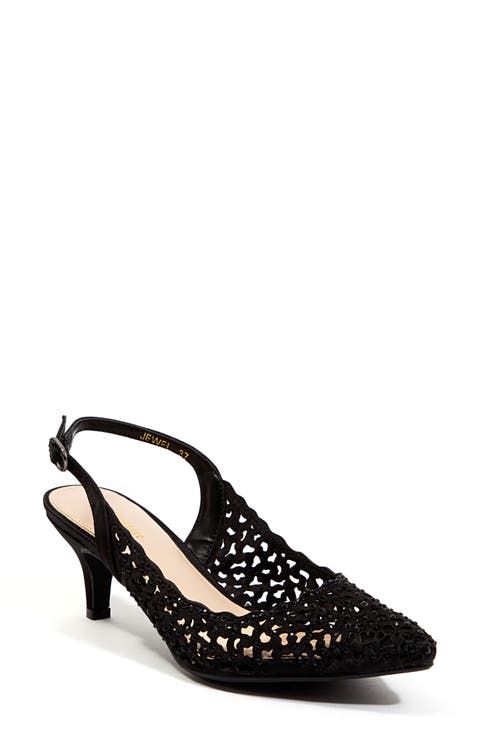 Rhinestone Laser Cut Slingback Pump (Women)