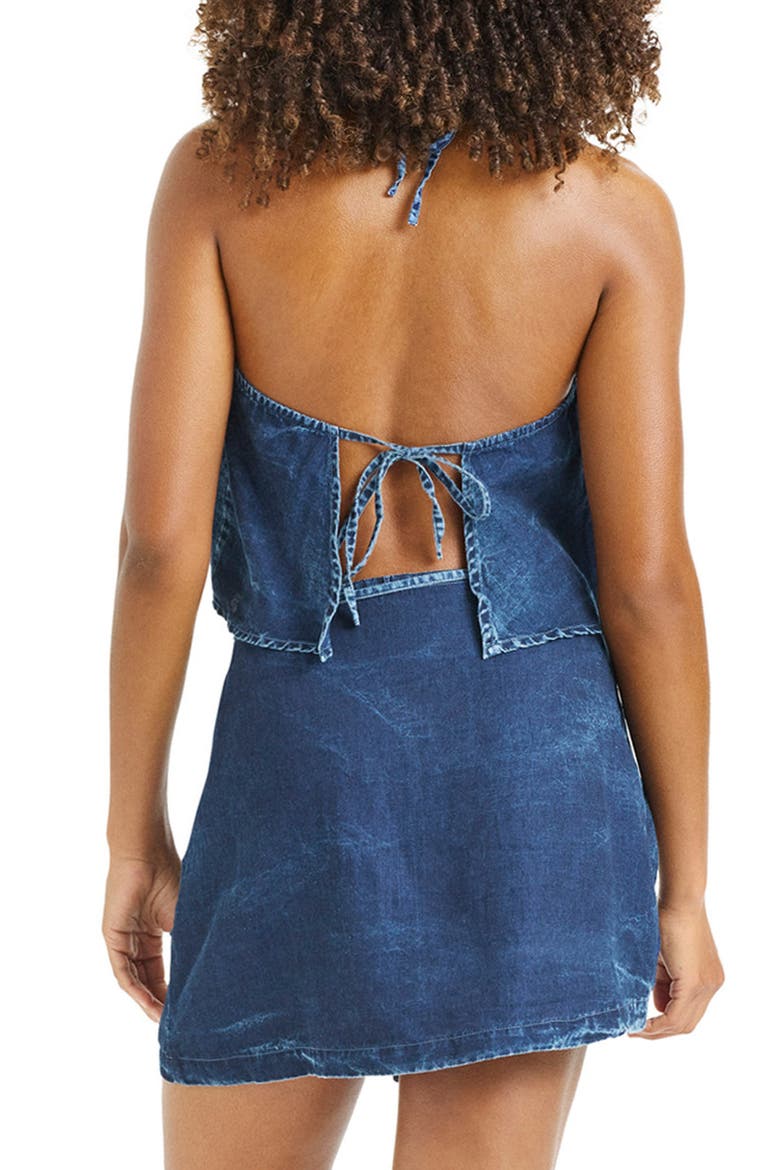 Hana Halter Organic Cotton & Linen Denim Cover-Up Top, Alternate, color, INDIGO
