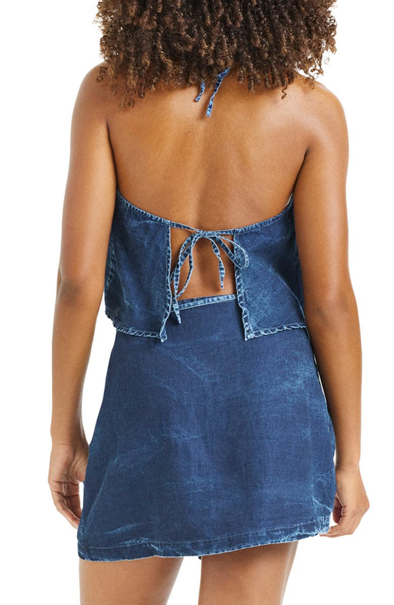 Vitamin A<sup>®</sup> Hana Halter Organic Cotton & Linen Denim Cover-Up Top, Alternate, color, Indigo