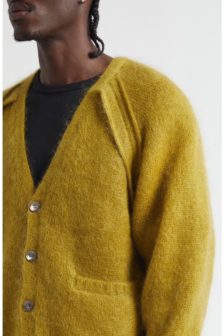 Mohair & Wool Blend V-Neck Cardigan, Alternate, color, DARK YELLOW
