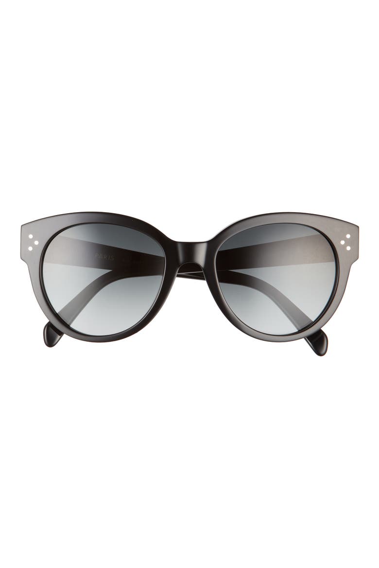 54mm Gradient Round Sunglasses, Main, color, SHINY BLACK/ SMOKE