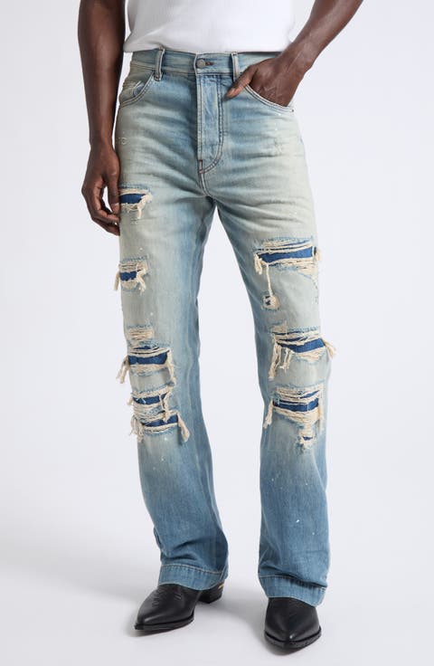 Destroyed Straight Flare Jeans