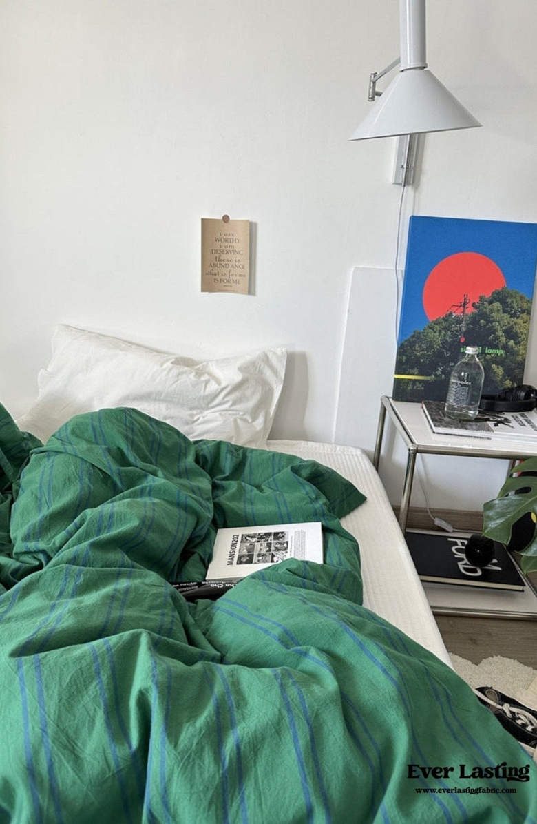 Ever Lasting Striped Duvet Cover, Alternate, color, Green Light