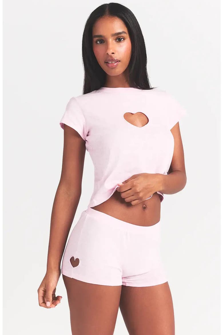 Worn In Jersey Micro Shorts, Alternate, color, BABY PINK