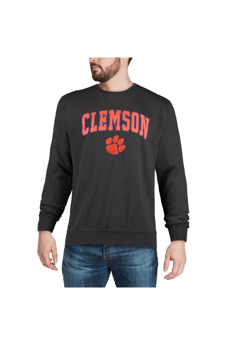 Men's Colosseum Charcoal Clemson Tigers Arch & Logo Crew Neck Sweatshirt, Alternate, color, Charcoal
