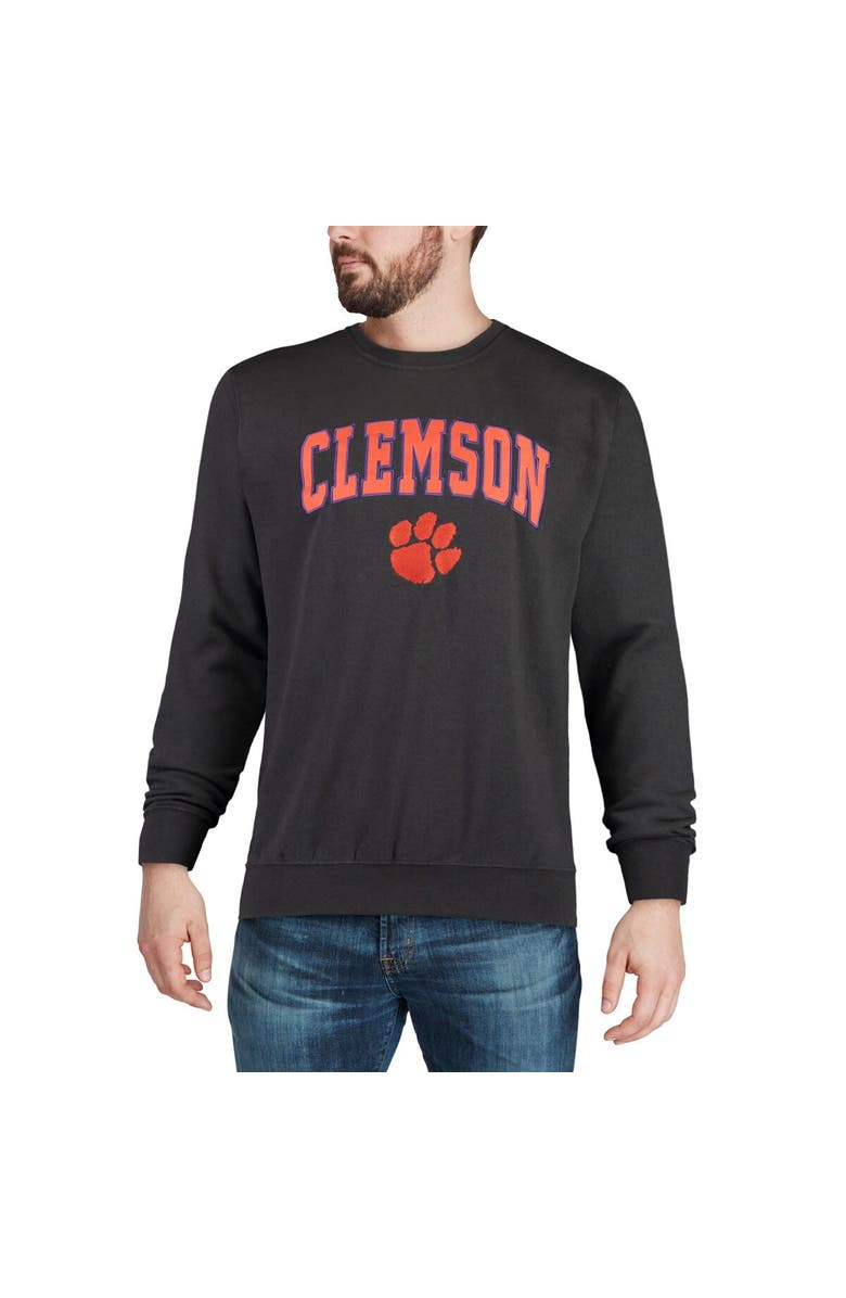 COLOSSEUM Men's Colosseum Charcoal Clemson Tigers Arch & Logo Crew Neck Sweatshirt, Alternate, color, Charcoal