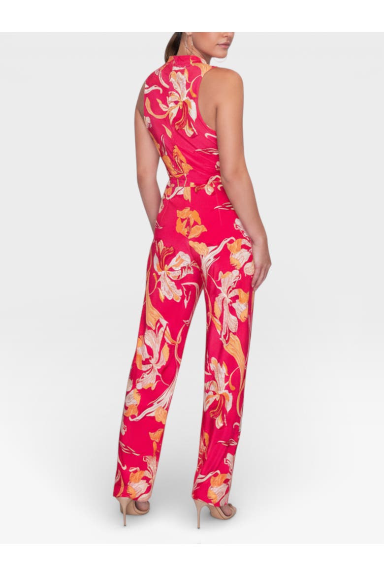 Blanca  V-Neck Jumpsuit, Alternate, color, Bright Pink Floral