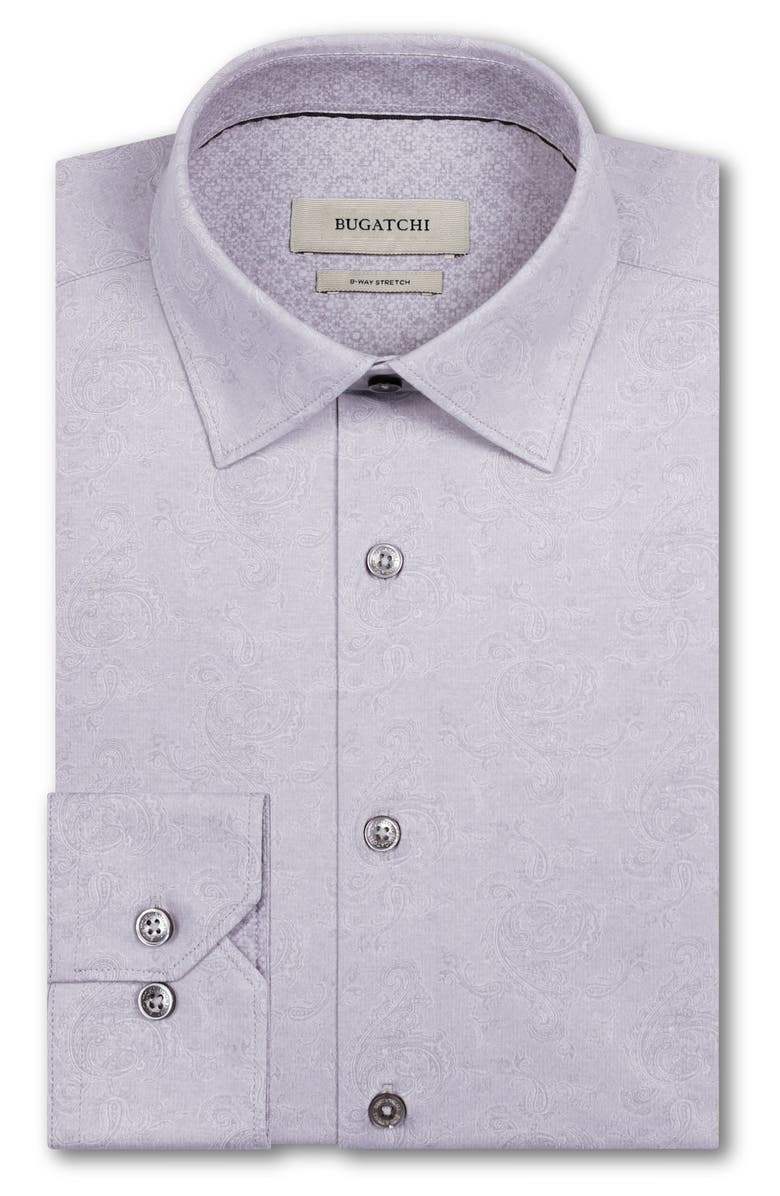 Bugatchi Jimmy OoohCotton<sup>®</sup> Paisley Button-Up Shirt, Alternate, color, Platinum