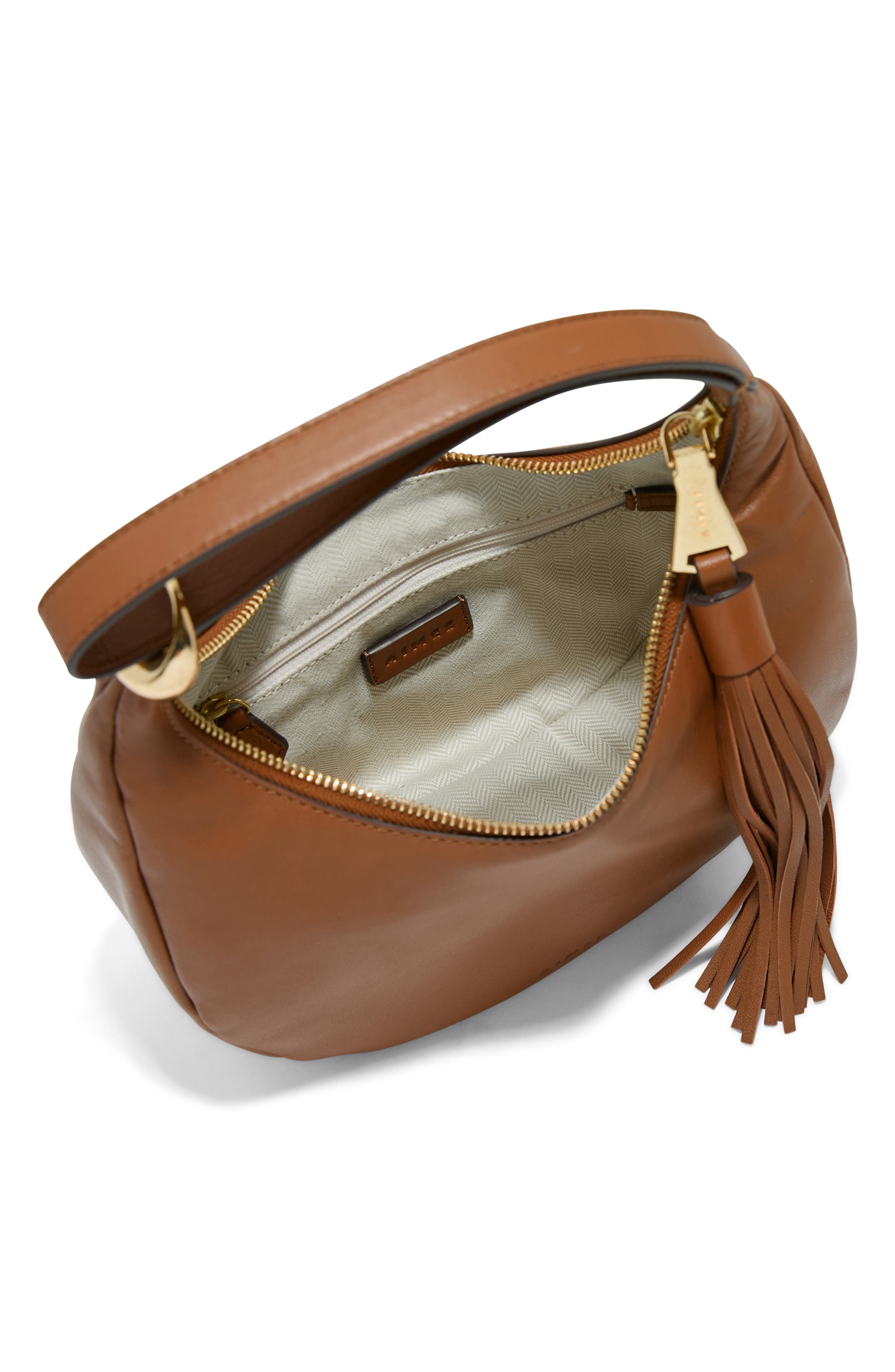 AIMEE Bloom Bean Bag Leather Moon Bag, Alternate, color, Chestnut