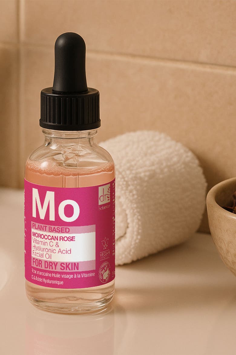 Moroccan Rose Facial Oil with Hyaluronic Acid & Vitamin C 15ml for Dryness, Fine Lines & Wrinkles, Alternate, color, White