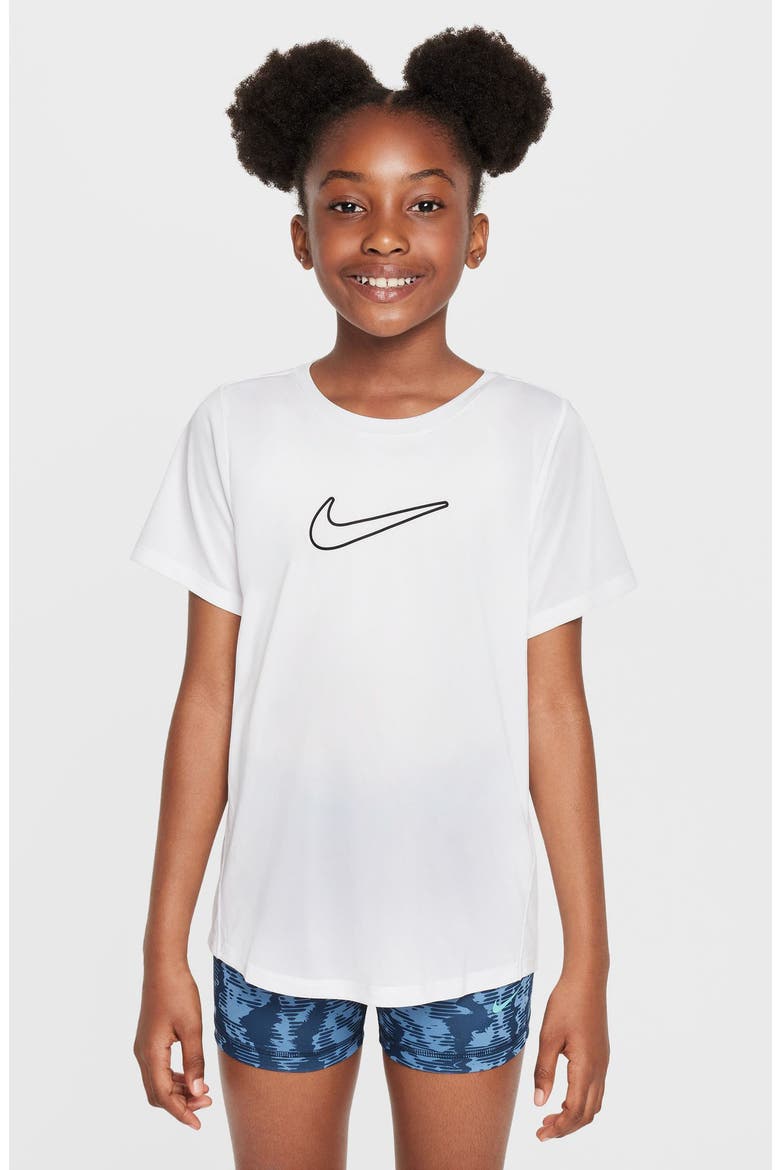Kids' Swoosh Graphic T-Shirt, Main, color, WHITE/ BLACK