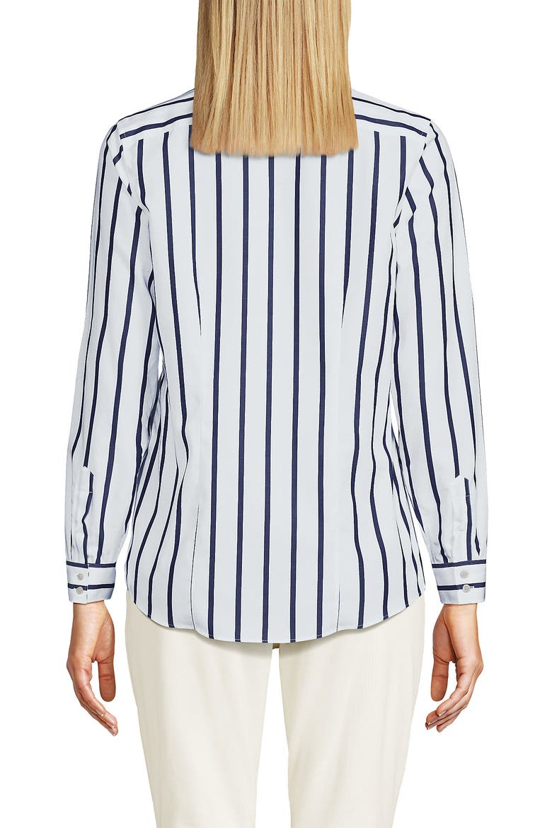 No Iron Supima Cotton Long Sleeve Shirt, Alternate, color, White/Navy Classic Stripe