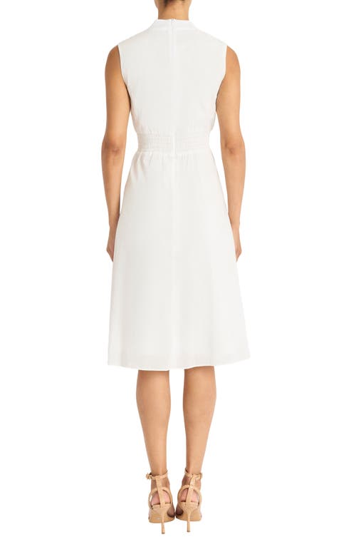 Maggy London Sleeveless Shirred Midi Dress In Ivory