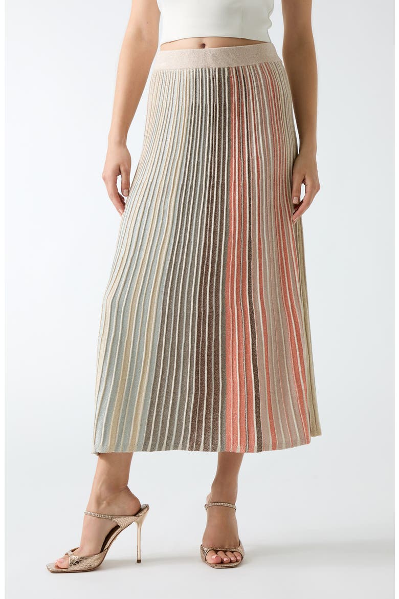 Rosy Pleat Knit Midi Skirt, Main, color, BROWN
