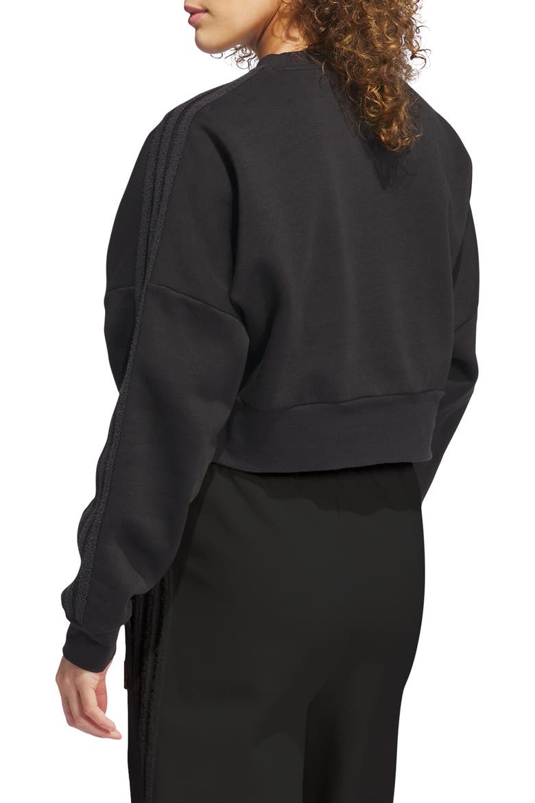 Cozy 3-Stripe Pullover Sweatshirt, Alternate, color, BLACK