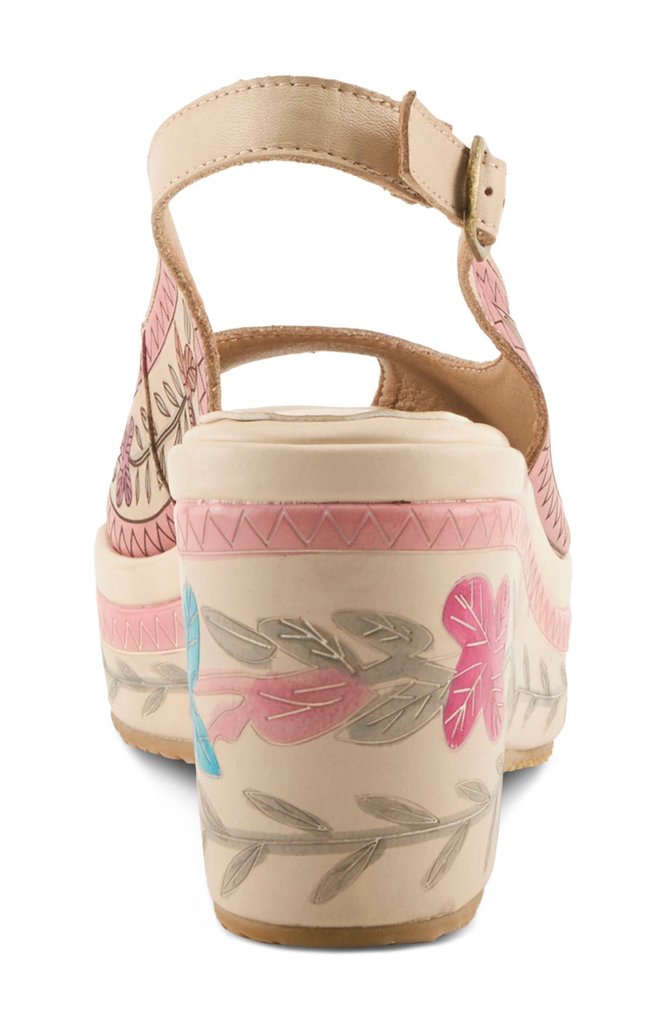 L'Artiste by Spring Step Artdevivre Slingback Platform Wedge, Alternate, color, Beige Multi