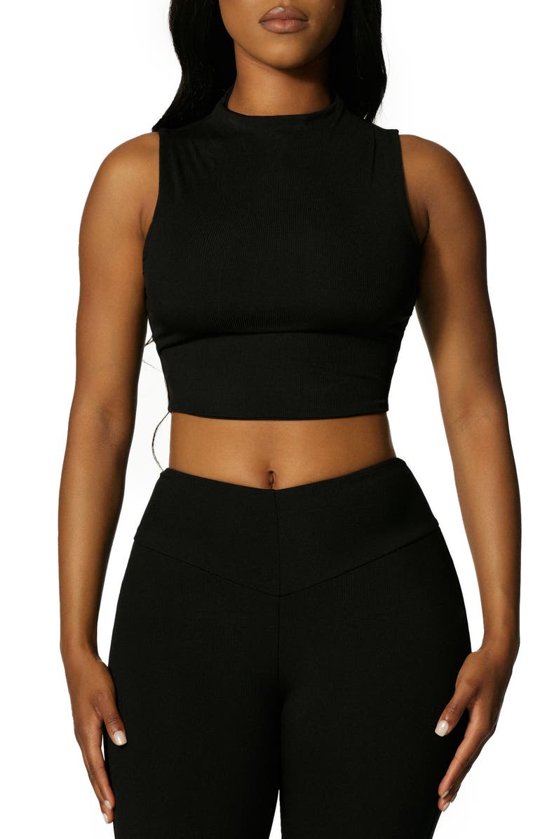 Naked Wardrobe Mock Neck Crop Top, Main, color, 
