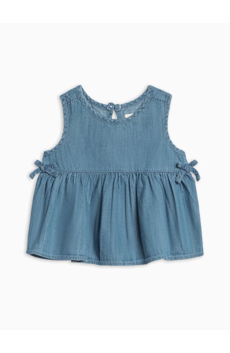 KENDI by Colored Organics Organic Lana Chambray Ruffle and Bow Tank, Alternate, color, Chambray